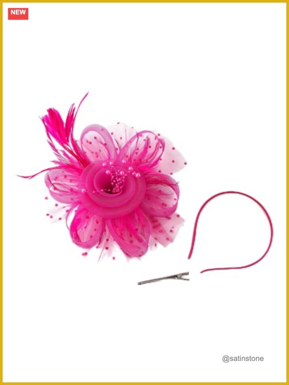 Fascinator Hat with Feathers Pearls Mesh Veil Cocktail Tea Party